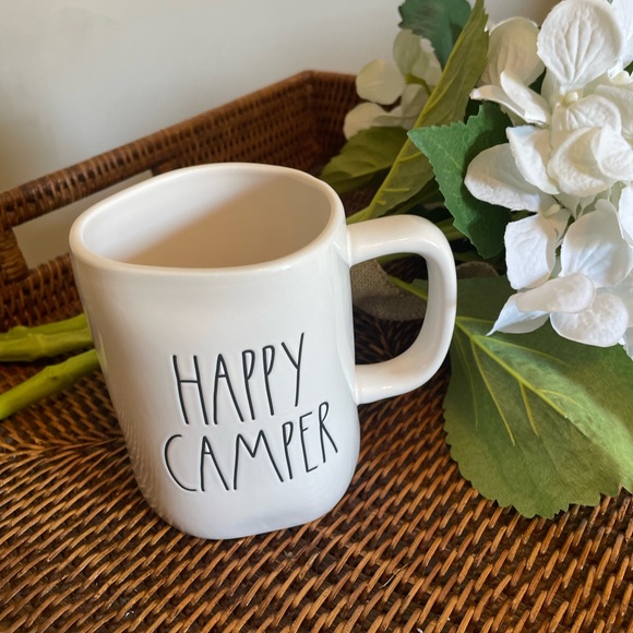 Rae Dunn Other - Rare Rae Dunn happy camper mug camping rv cup white glossy coffee
